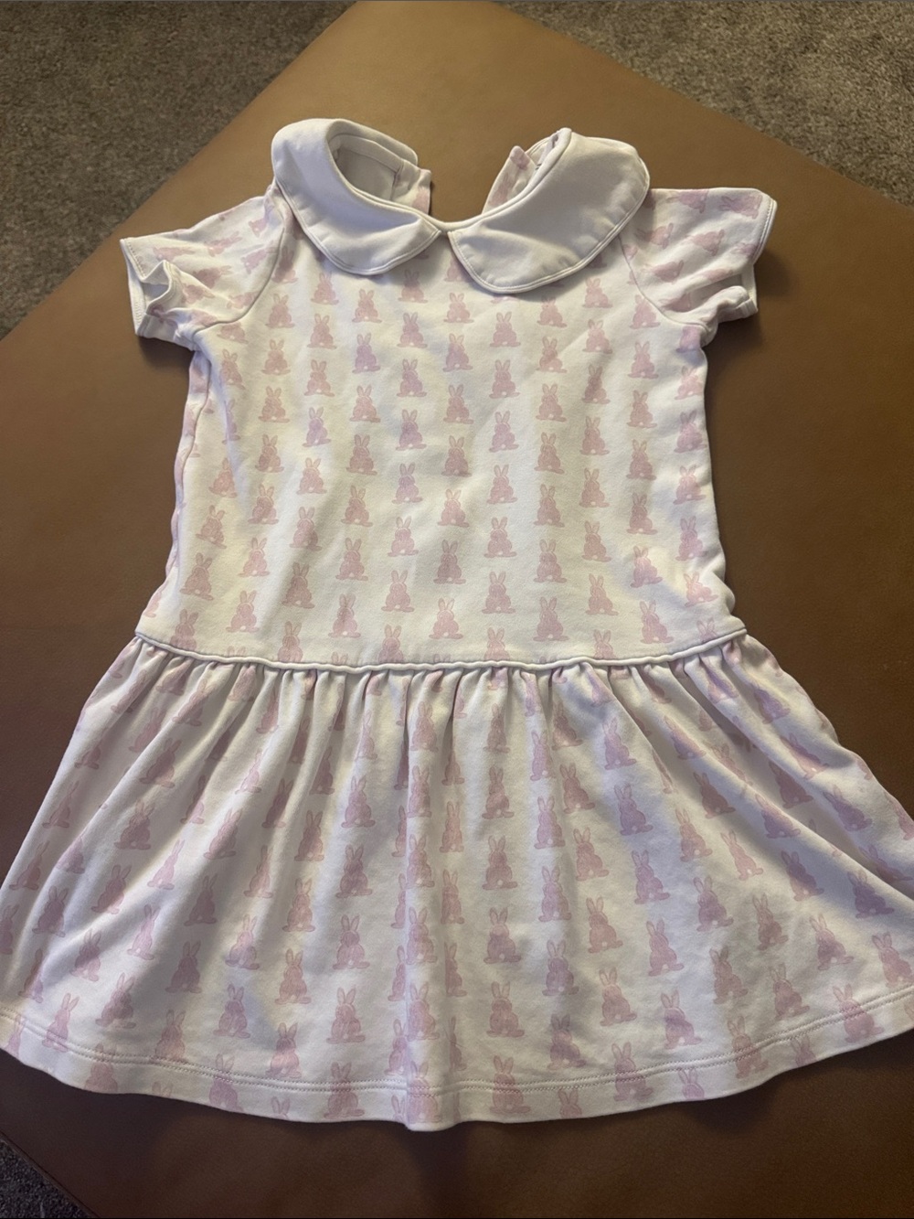 Size 5 Pink Bunny Print Dress with Peter Pan Collar